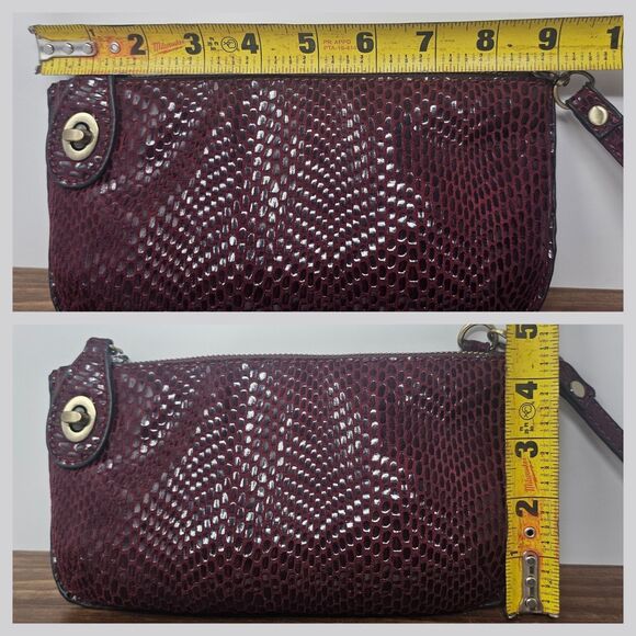 Joy Susan Mini Crossbody Burgundy Python Wristlet Wallet Clutch Vegan Leather - Picture 11 of 11